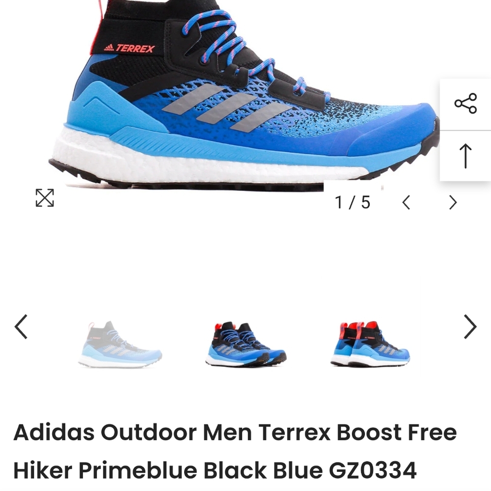 Adidas Outdoor Men Terrex Boost Free Hiker Primeblue Black Blue GZ0334